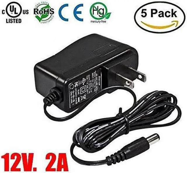 Alt view image 4 of 4 - Amamax® Wall Adapter Power Supply - 12V DC 2A, 5.5mm - 2.1mm UL Listed (Pack of 5)