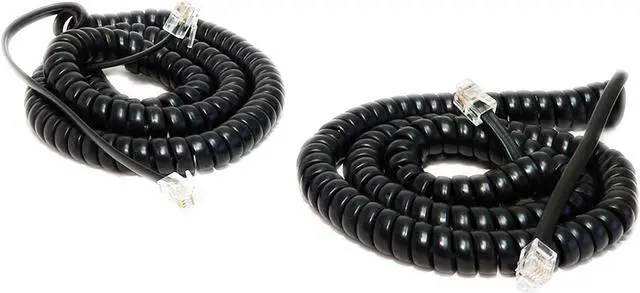 Alt view image 2 of 3 - imbaprice pack of 2 black coiled telephone phone handset cable cord, coiled length 3 to 12 feet uncoiled value pack