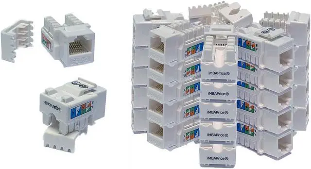 Main image of iMBAPrice (Pack of 10) Keystone Punch Down Jack Cat-5e RJ-45 - White