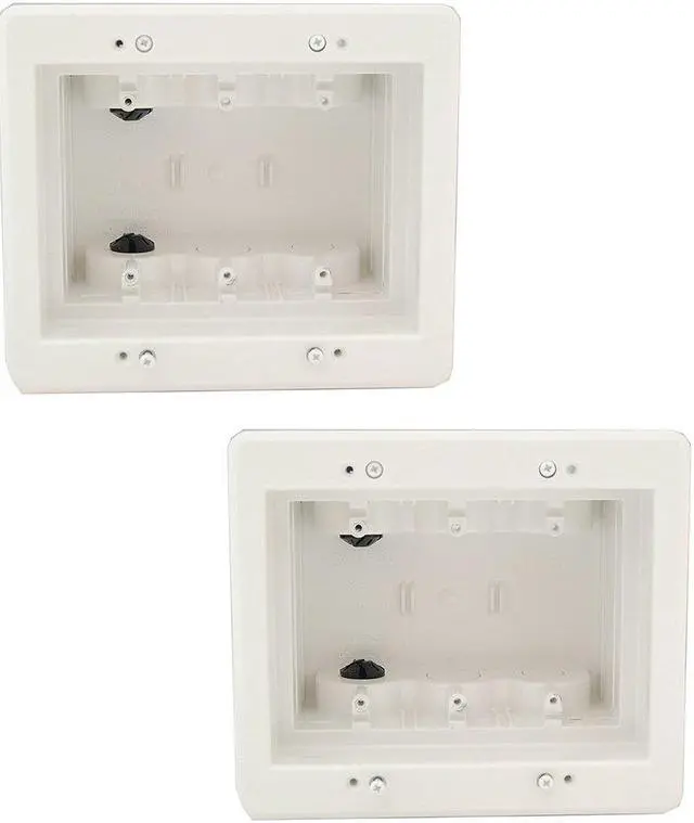 Alt view image 2 of 3 - iMBAPrice DVFR3W-2 (3-Gang) Recessed Electrical Outlet Mounting Box w/ Paintable Wall Plate, 2-Pack