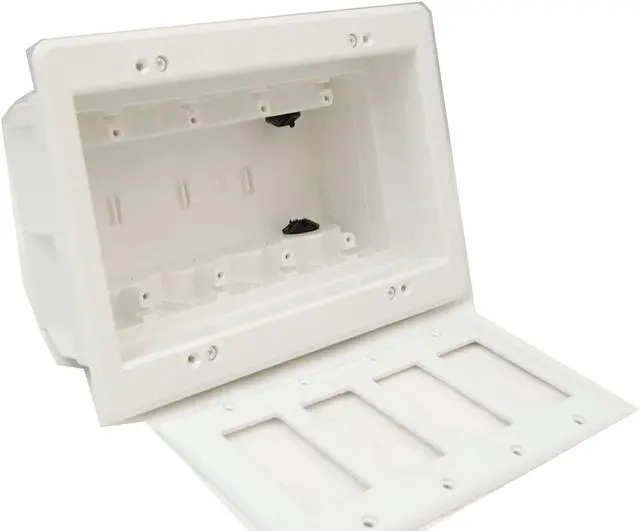 Alt view image 2 of 3 - iMBAPrice DVFR4W-1 (4-Gang) Recessed Electrical Outlet Mounting Box w/ Paintable Wall Plate, 1-Pack