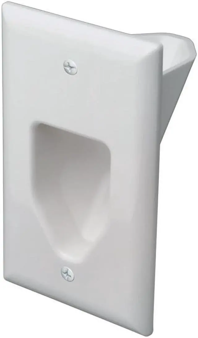 Main image of DataComm 45-0001-WH 1-Gang Recessed Low Voltage Cable Plate (White, 2 Pack)