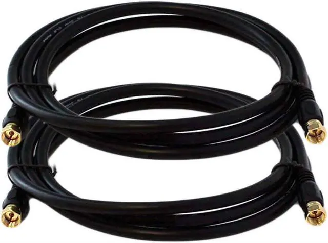 Main image of iMBPrice - (2-Pack) RG6 Coaxial Patch Cable (6 Feet) with F-Type Screw-on Connectors in Black