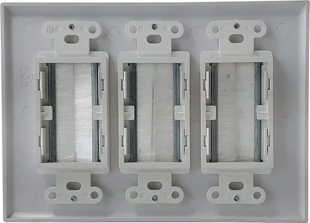 Alt view image 3 of 3 - iMBAPrice White 3 Gang Decora Brush Wall Plate with Brush Bristles