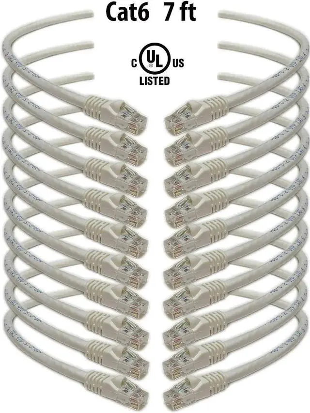 Main image of iMBAPrice - Cat6 Snagless RJ45 Ethernet Patch Cable in White (7 Feet) - 10 Pack