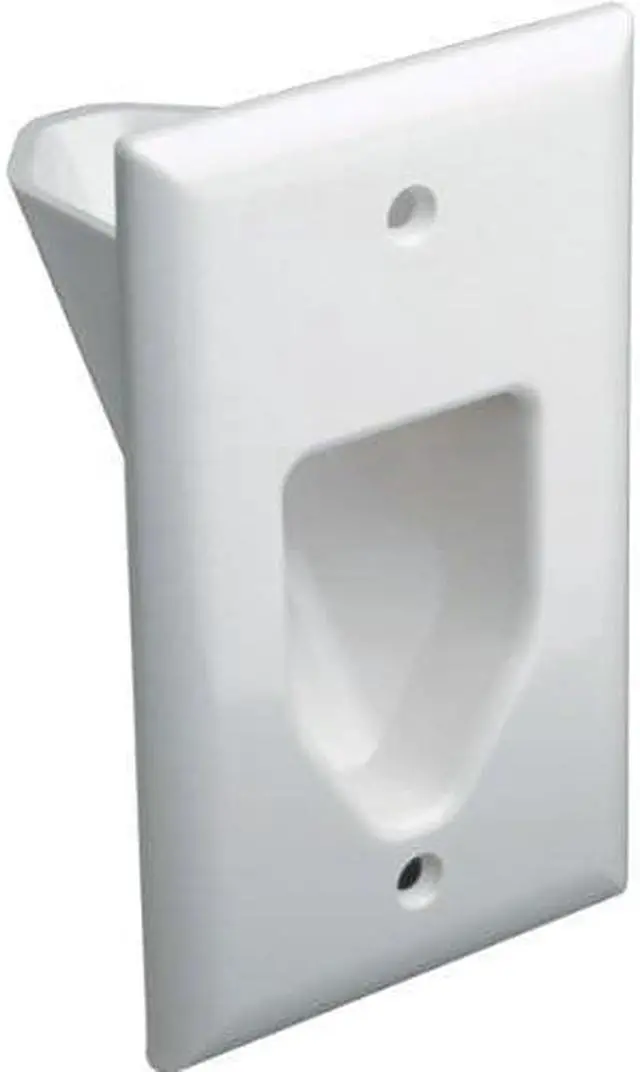 Main image of DataComm 45-0001-WH 1-Gang Recessed Low Voltage Cable Plate (White) (10)