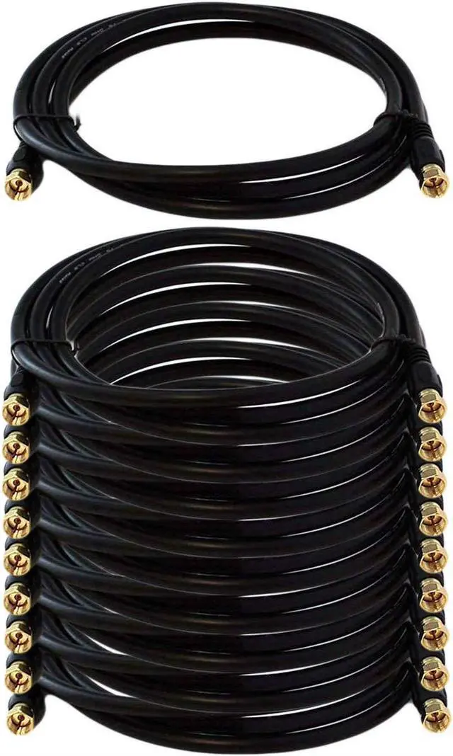 Main image of iMBPrice - (10-Pack) RG6 Coaxial Patch Cable (6 Feet) with F-Type Screw-on Connectors in Black