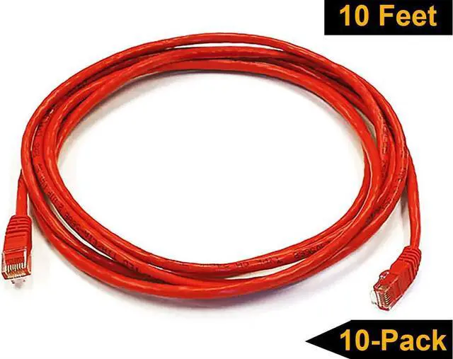 Alt view image 4 of 4 - iMBAPrice - 10ft Cat5e Network Ethernet Patch Cable (10 Pack) - Red