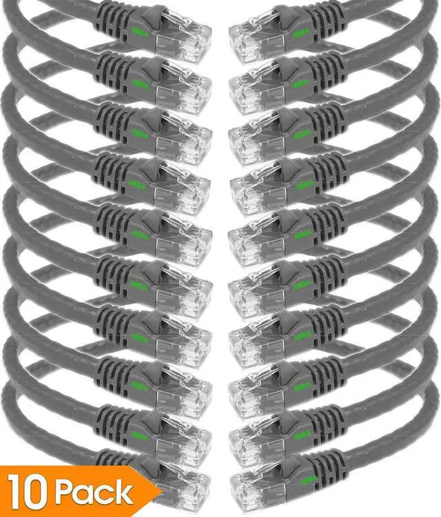 Main image of iMBAPrice 50' Cat5e Network Ethernet Patch Cable, 10 Pack, Black (IMBA-CAT5-50GY-10PK)