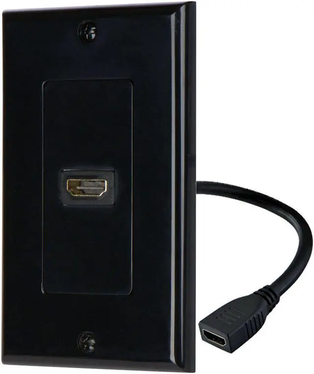 Main image of iMBAPrice - HDMI Pigtail Wall Plate Built-In Flexible Hi-Speed HDMI Cable with Ethernet Single Port (1 Port) in Black
