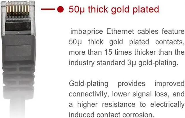 Alt view image 3 of 3 - iMBAPrice - Cat6 Snagless Ethernet Patch Cable in Red (2 Feet) - 10 Pack