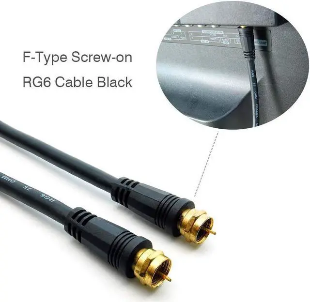 Alt view image 2 of 8 - iMBPrice - (2-Pack) RG6 Coaxial Patch Cable (6 Feet) with F-Type Screw-on Connectors in Black