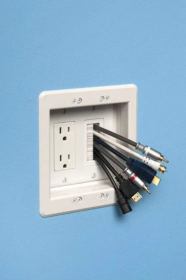 Alt view image 2 of 3 - iMBAPrice CED135-1 Cable Entry Device with Brush-Style Opening, 1-Gang, White, 1-Pack