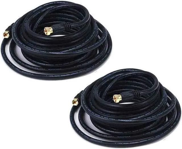 Main image of iMBPrice (Pack of 2) RG6 Coaxial Long Patch Cable (25 Feet) with F-Type Screw-on Connectors in Black