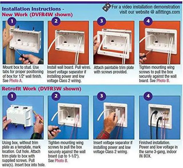 Alt view image 3 of 3 - iMBAPrice DVFR4W-1 (4-Gang) Recessed Electrical Outlet Mounting Box w/ Paintable Wall Plate, 1-Pack
