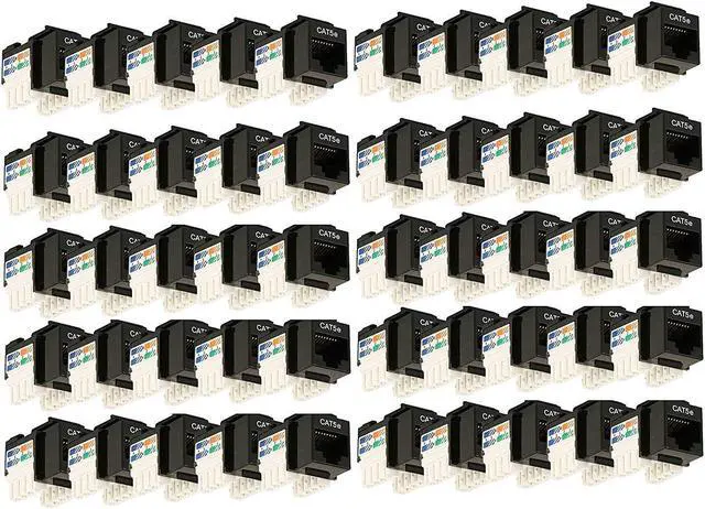Main image of iMBAPrice (Pack of 50) Keystone Punch Down Jack Cat-5e RJ-45 - Black
