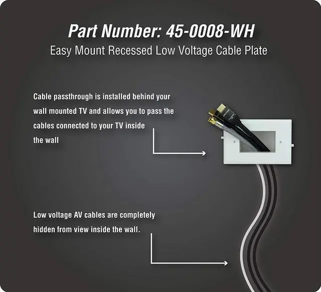 Alt view image 2 of 4 - DataComm Electronics 45-0008-BK Easy-Mount Recessed Low-VoltaCable Plate - Black