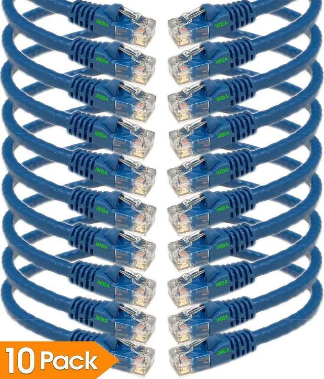 Main image of iMBAPrice 7' Cat5e Network Ethernet Patch Cable, 10 Pack, Blue (IMBA-CAT5-07BL-10PK)