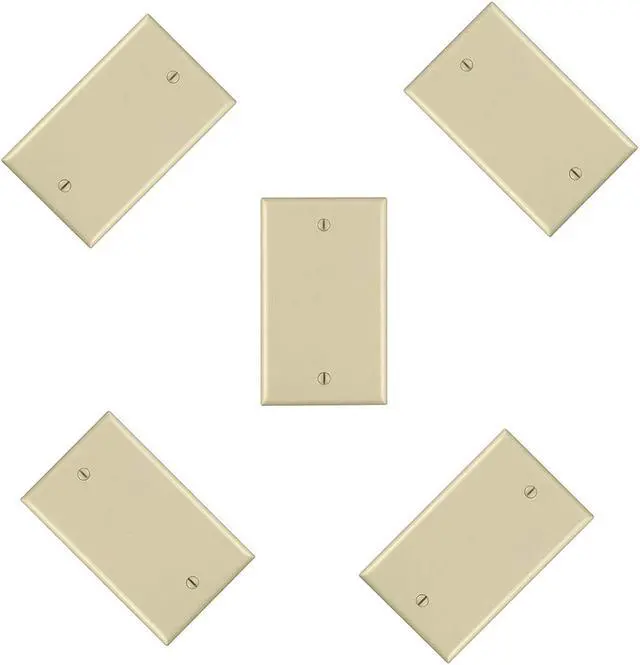 Main image of iMBAPrice Blank Wall Plate Outlet Cover for Thermoset/Box Mount/Wall Outlet/Light Switch and More - Ivory (Pack of 5)