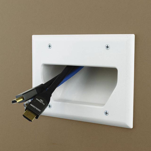 Alt view image 2 of 6 - DataComm Electronics 45-0003-WH 3-Gang Recessed Low Voltage Cable Plate, White