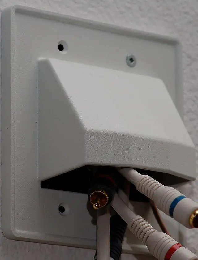 Alt view image 2 of 3 - iMBAPrice - CE2-2 Recessed Low Voltage Cable Plate, 2-Gang, White, 2-Pack (Made in USA)