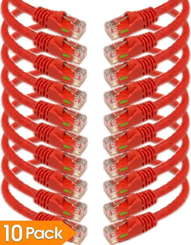Main image of iMBAPrice - 7ft Cat5e Network Ethernet Patch Cable (10 Pack) - Red