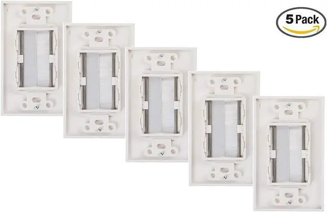 Alt view image 4 of 4 - imbaprice brushed wall plate  decora style cable pass through insert for wires wall socket plug port/hdtv/hdmi/home theater systems and more pack of 5  white