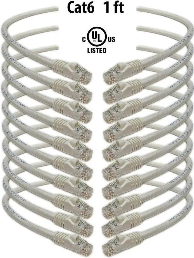 Main image of iMBAPrice Cat6 Snagless Ethernet Patch Cable in White (1 Feet) - 10 Pack