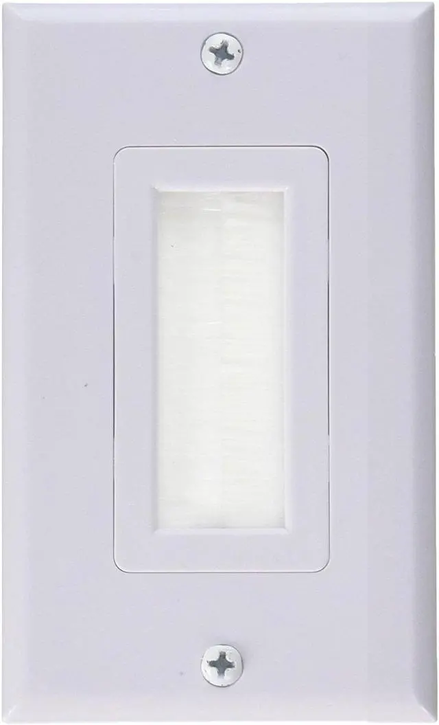Main image of iMBAPrice Single Gang Brush Wall Plate - One Gang Wall Plate with Brush Bristles - White