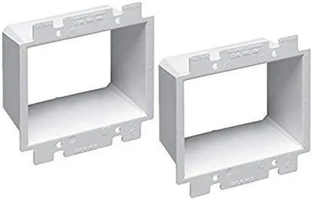 Main image of iMBAPrice BE2-2 (2-Gang) Electrical Power Outlet Box Extender - White, 2-Pack (Made in USA)