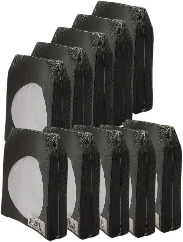 Main image of BestDuplicator Black Cd/Dvd Paper Media Sleeves Envelopes with Flap and Clear Window (1000 Sleeves)