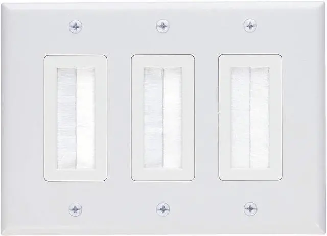 Alt view image 2 of 3 - iMBAPrice White 3 Gang Decora Brush Wall Plate with Brush Bristles