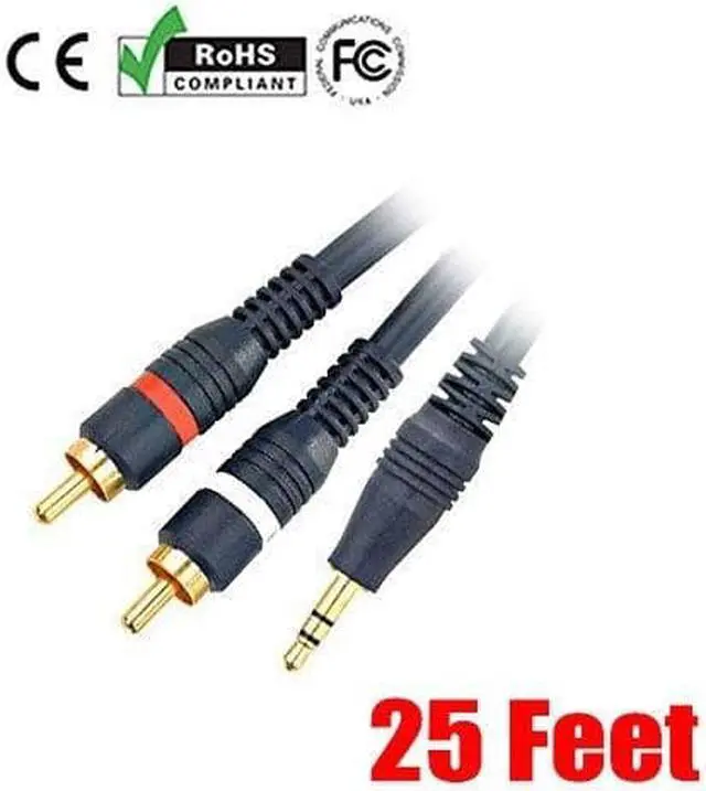 Alt view image 2 of 2 - iMBAPrice Premium Series - 25 Feet 3.5mm Stereo Male to 2RCA Male 22AWG Cable - Gold Plated