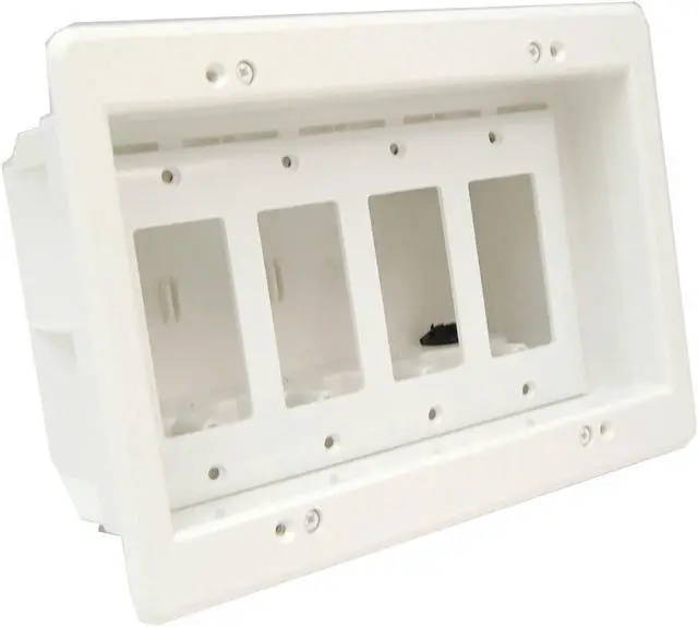 Main image of iMBAPrice DVFR4W-1 (4-Gang) Recessed Electrical Outlet Mounting Box w/ Paintable Wall Plate, 1-Pack