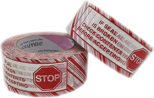 Alt view image 3 of 4 - iMBAPrice Stop Sign Sealing Tape - Printed Message IF Seal is Broken Check Contents Before Accepting 36 Rolls of 110 Yards(330 Feet) 2" Wide Security Shipping Packing Tape