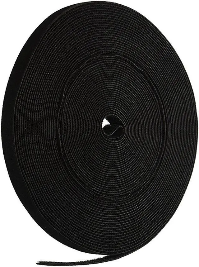 Main image of iMBAPrice Cable Fastening Tape - 0.75 inch Single Wrap Hook & Loop (75 feet) 25 Yards/Roll - Black