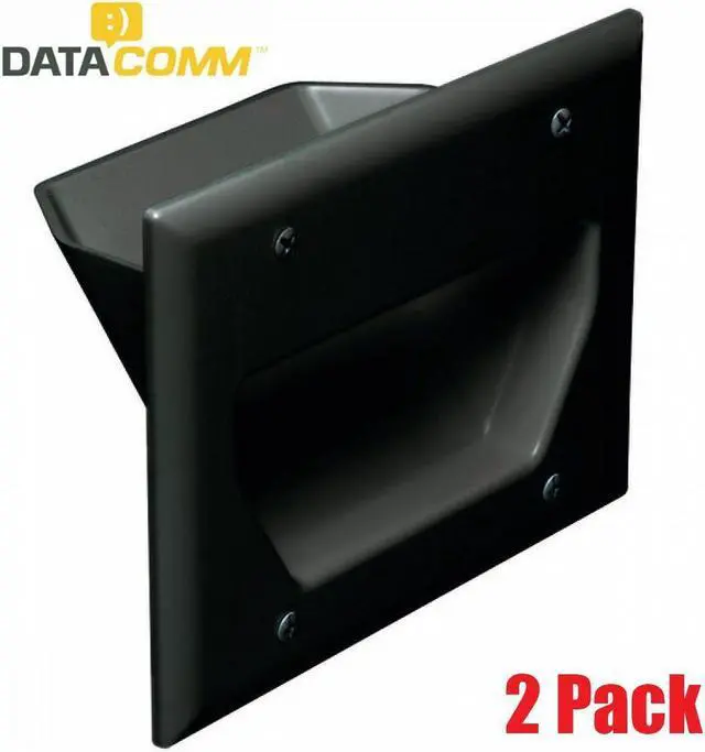 Main image of DataComm DC450003-BK-2PK 3-Gang (2 Pack) Recessed Low Voltage Cable Plate - Black