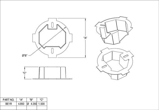 Alt view image 4 of 4 - iMBAPrice BE1R-2 (2-Pack) 1-Gang 4.35-Inch x 1.5-Inch Plastic Electrical Ceiling Box Extender for 3.5" and 4" Round or O