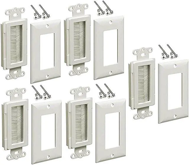 Alt view image 2 of 4 - imbaprice brushed wall plate  decora style cable pass through insert for wires wall socket plug port/hdtv/hdmi/home theater systems and more pack of 5  white