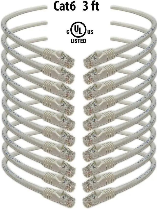 Main image of iMBAPrice - Cat6 Snagless RJ45 Ethernet Patch Cable in White (3 Feet) - 10 Pack