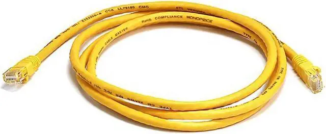 Alt view image 2 of 3 - iMBAPrice - Cat6 RJ45 Snagless Ethernet Patch Cable in Yellow Color (7 Feet) - 10 Pack