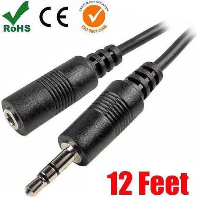 Alt view image 2 of 6 - imbaprice 12 feet professional quality nickel plated 3.5 mm male/female stereo audio extension cable