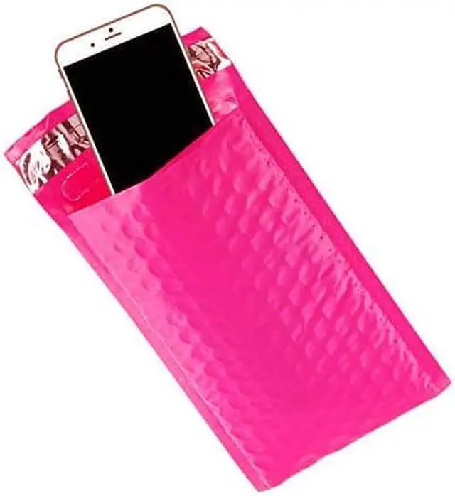 Alt view image 3 of 4 - iMBAPrice 50-Pack #000 (4" x 8") Hot Pink Color Self Seal Poly Bubble Mailers Padded Shipping Envelopes (Total 50 Bags)