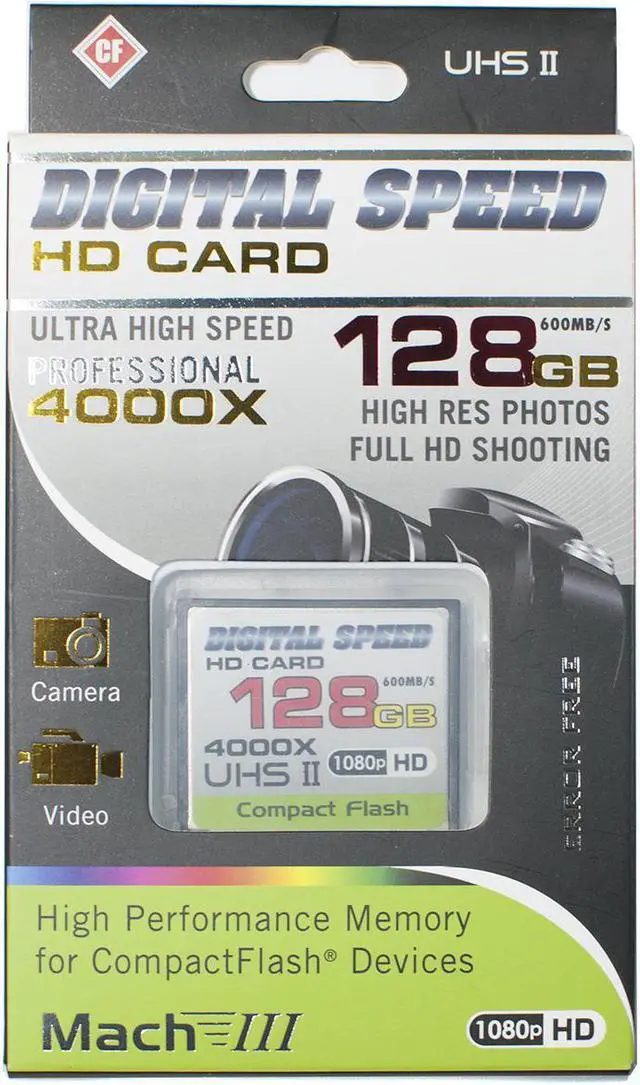 Alt view image 2 of 2 - Digital Speed 4000X 128GB Professional High Speed Mach III 600MB/s Error Free CF