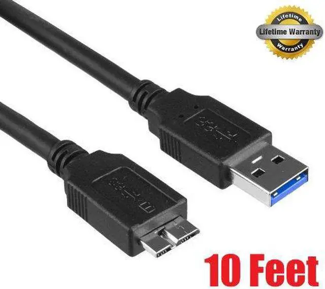Main image of iMBAPrice 10-Feet USB 3.0 A to Micro B Transfer and Charger Cable for WD My Passport Essential WDCA042RNN/Seagate External Hard Drives, Premium Super Speed 5Gbps, Black (U3MC-10BK)