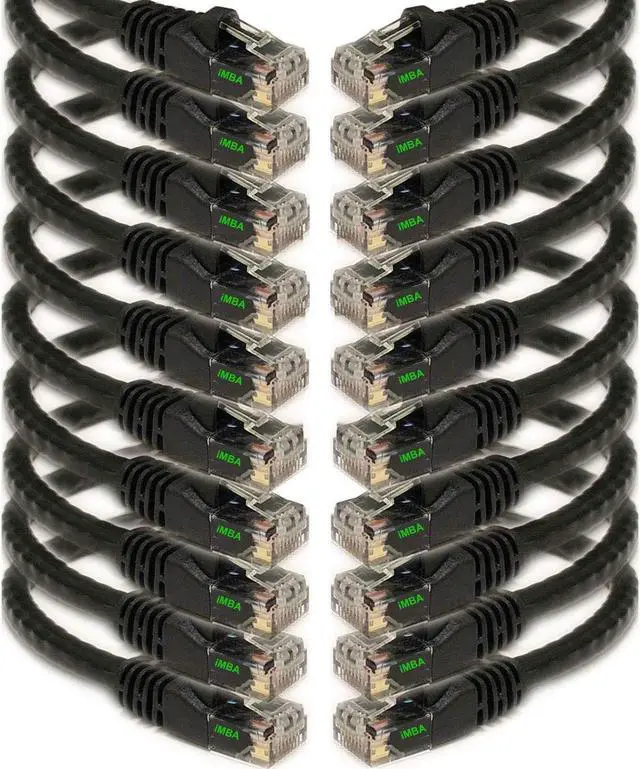Main image of iMBAPrice 3' Cat5e Network Ethernet Patch Cable, 10 Pack, Black (IMBA-CAT5-03BK-10PK)