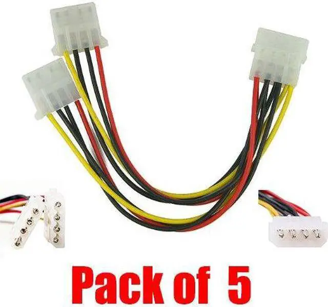 Alt view image 3 of 3 - iMBAPrice (Pack of 5) Computer Molex 4 Pin Power Supply Y Splitter Cable Connector (Value Pack)