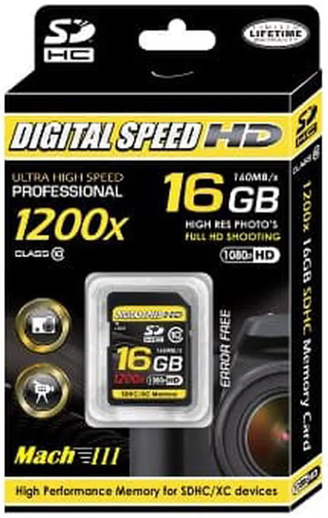 Alt view image 3 of 4 - digital speed 16gb 1200x professional high speed mach iii 160mb/s error free sdhc hd memory card class 10