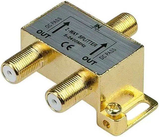 Alt view image 2 of 2 - iMBAPrice 10013-1 (1-Pack) Glod Plated 2.4 Ghz 2-Way Coaxial Cable Splitter F-Type Screw for Video Satellite Splitter/VC