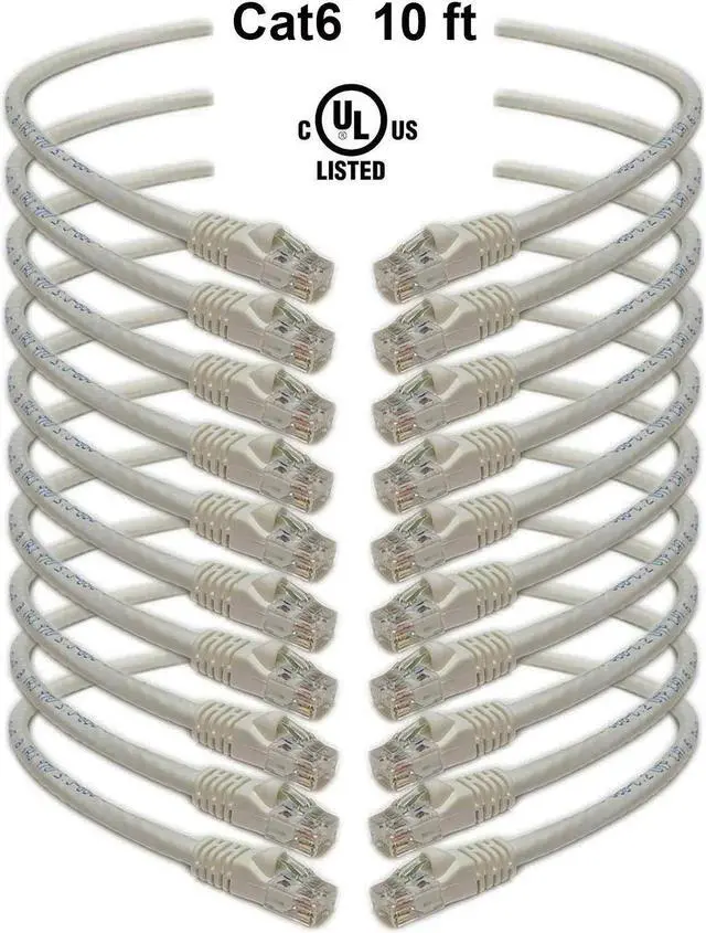 Main image of iMBAPrice - Cat6 Snagless RJ45 Ethernet Patch Cable in White (10 Feet) - 10 Pack